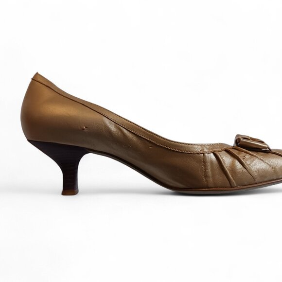 Franco Sarto Metallic Gold Kitten Heel Loafers — Women’s 8.5 - Picture 12 of 16